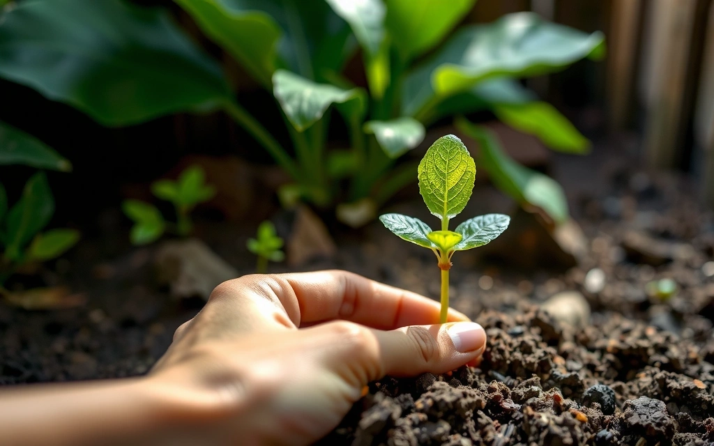 O mână care ține o plantă verde, simbolizând natura și sănătatea