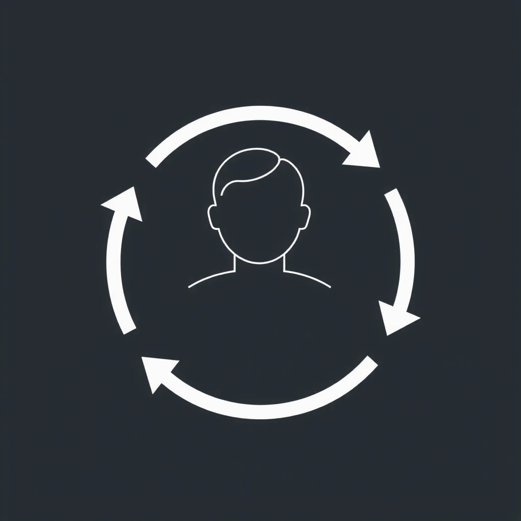 Pictogramă de persoană și săgeți circulare, reprezentând controlul utilizatorului